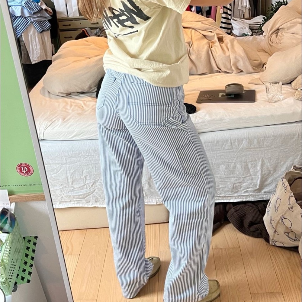 H&M Blue and White Striped Cargo Pants